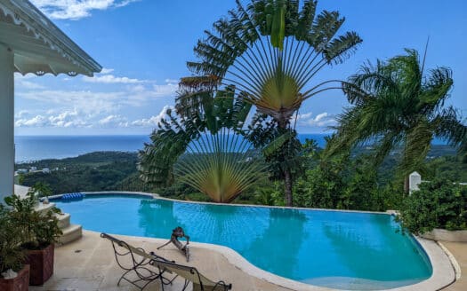 Villa con jardín tropical y vistas al océano