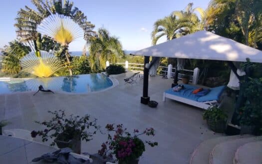 Villa con jardín tropical y vistas al océano