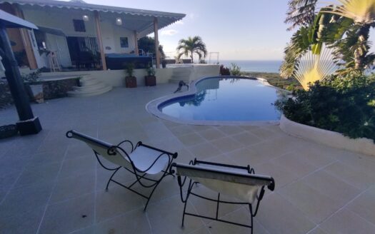 Villa con jardín tropical y vistas al océano