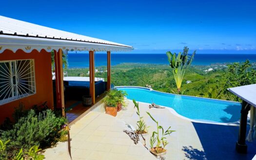 Villa con jardín tropical y vistas al océano